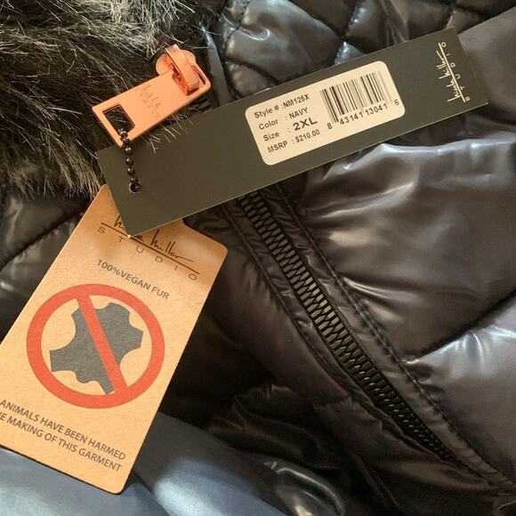 Nicole Miller NM125X Navy Blue Puffer Coat Size 2XL - Picture 9 of 13